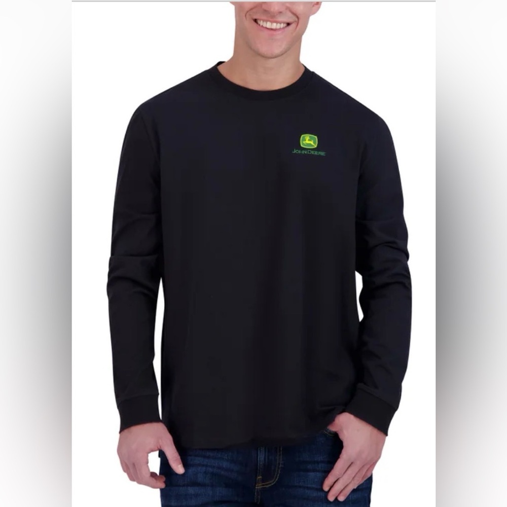 NWT John Deere Black Long Sleeve Tee with Green Logo size M